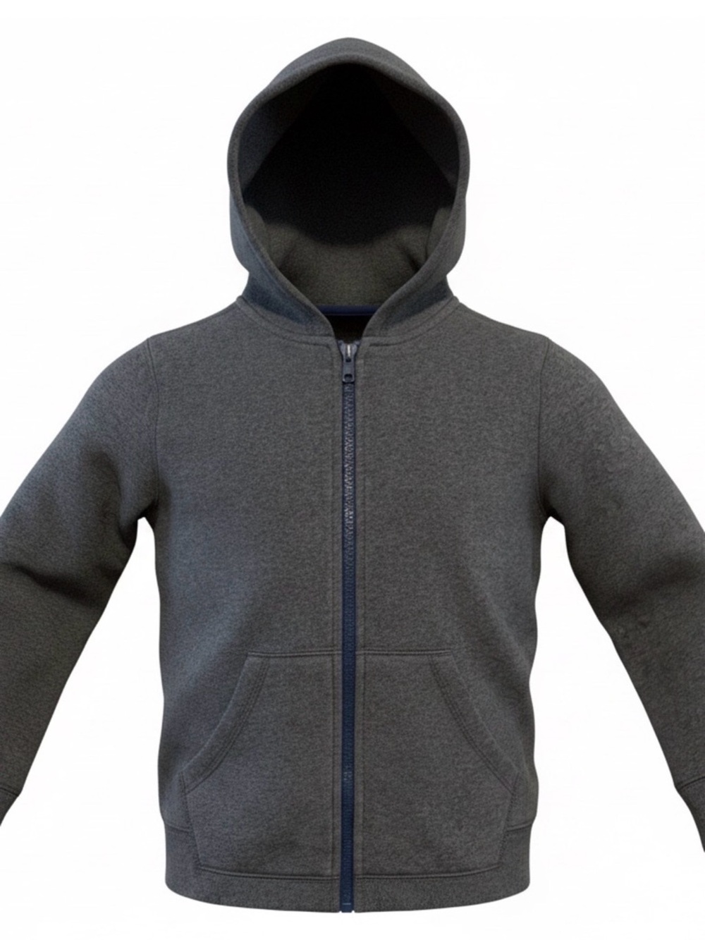 Kids Grey Full-Zip Hoodie With Yeti Face Hood & Pockets By Tea Collection Size 5
